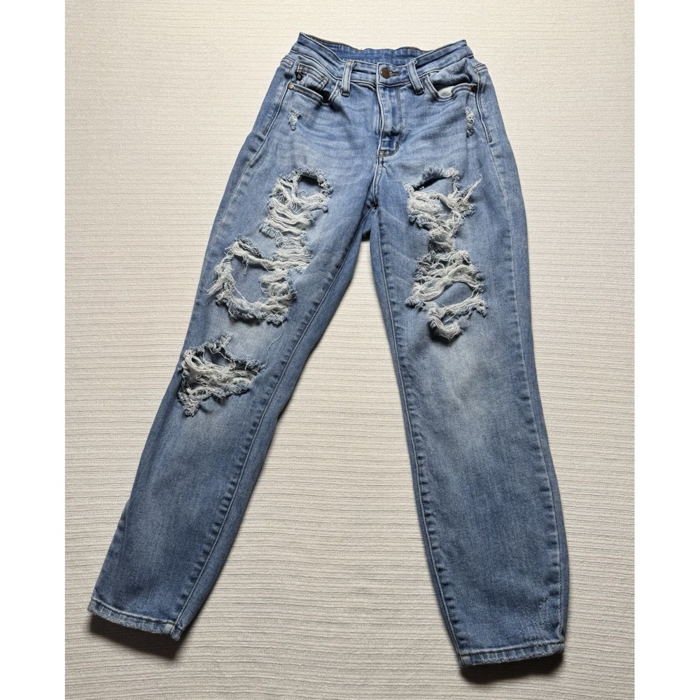 Judy Blue Girls Skinny Slim Fit Light Wash Distressed Jeans 26" Inseam